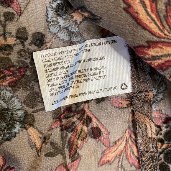 Knox Rose Printed Bishop Long Sleeve Blouse Size L - Picture 9 of 10